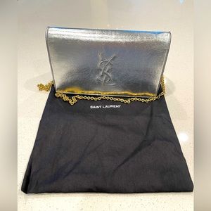YSL Silver Metallic Crossbody Bag